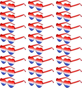 Pibupibu 12/24 Pack Rimless Heart Shaped Sunglasses for Women Colorful Heart Glasses Bachelorette Party Favors