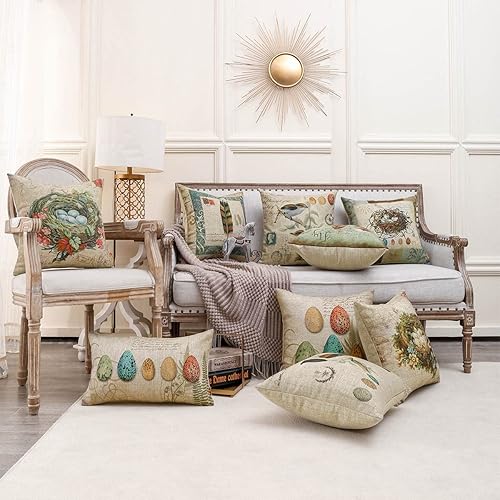 Miniatura 3 de Funda de almohada decorativa de pájaro de 18 x 18 pulgadas, funda de almohada cuadrada decorativa para el hogar, funda de cojín de huevo de pájaro