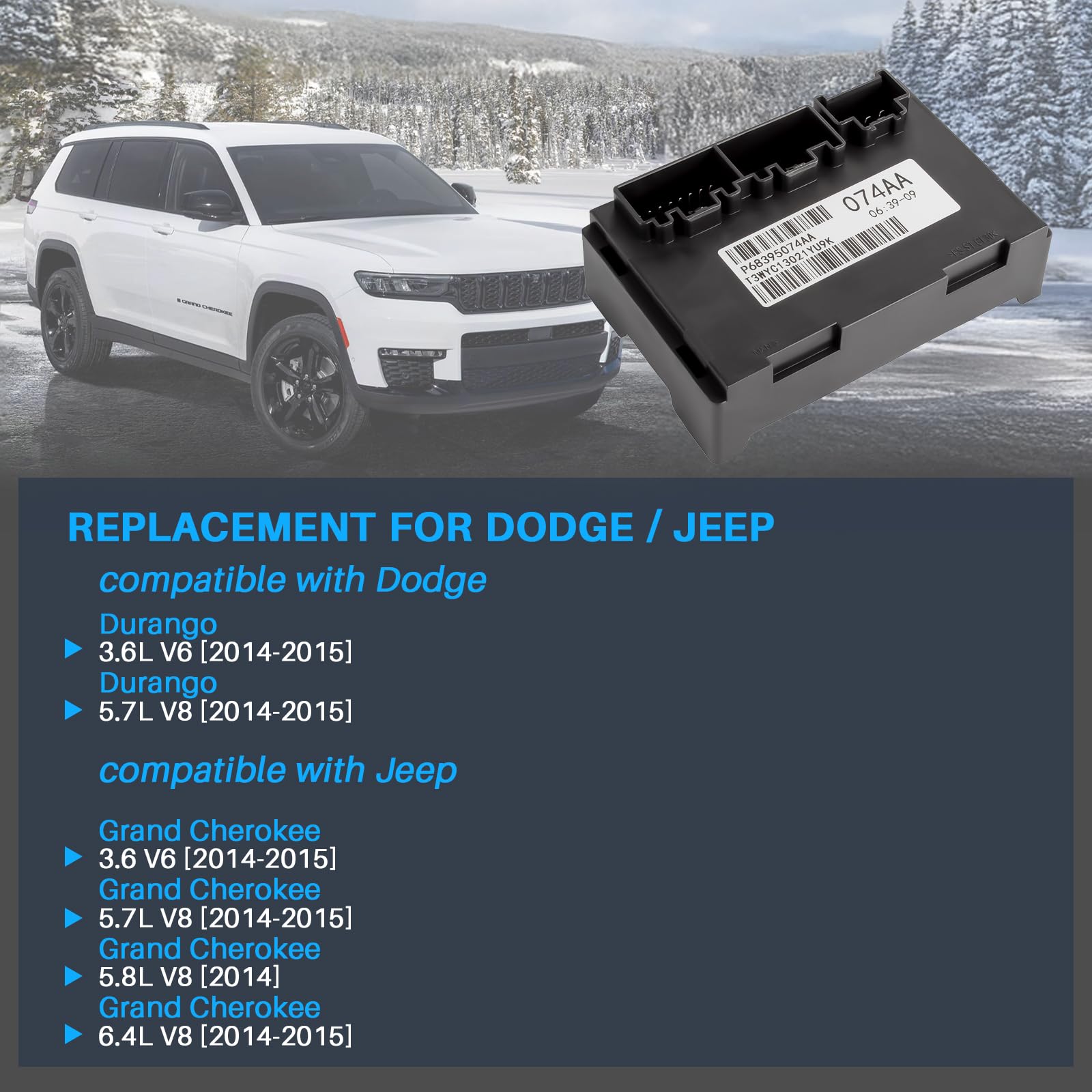 Module de commande de boîte de distribution - Unité de commande de boîte de distribution - Remplacement pour Grand Cherokee Dodge Durango 2014-2015 - Numéro de pièce 05150732AE 5150732AE