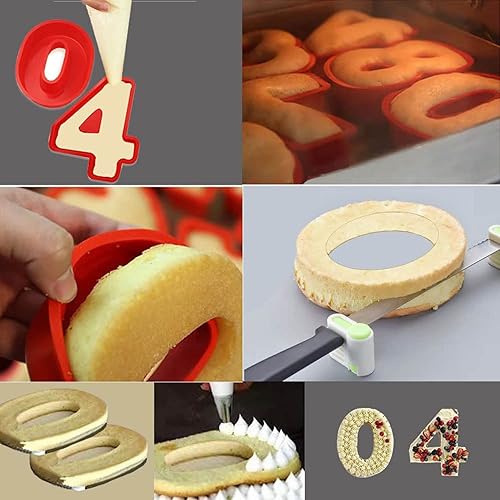 Miniatura 5 de cadoca Moldes de silicona 3D para tartas con números y números, molde digital para hornear, 10 pulgadas, moldes de hornear para tartas de