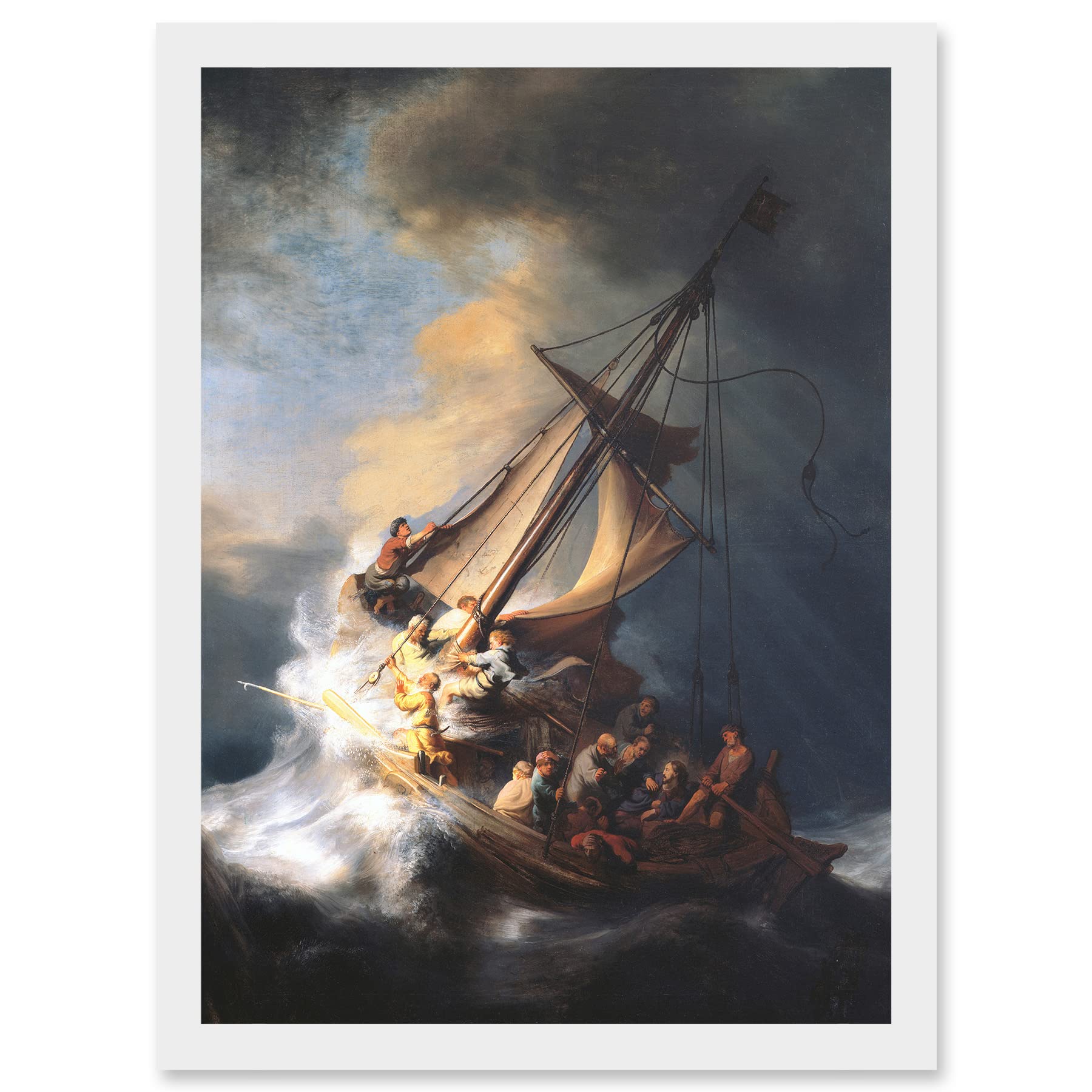 Artery8 Rembrandt Christ Storm On Lake Of Galilee Sailing Ship A4 Artwork Framed Wall Art Print