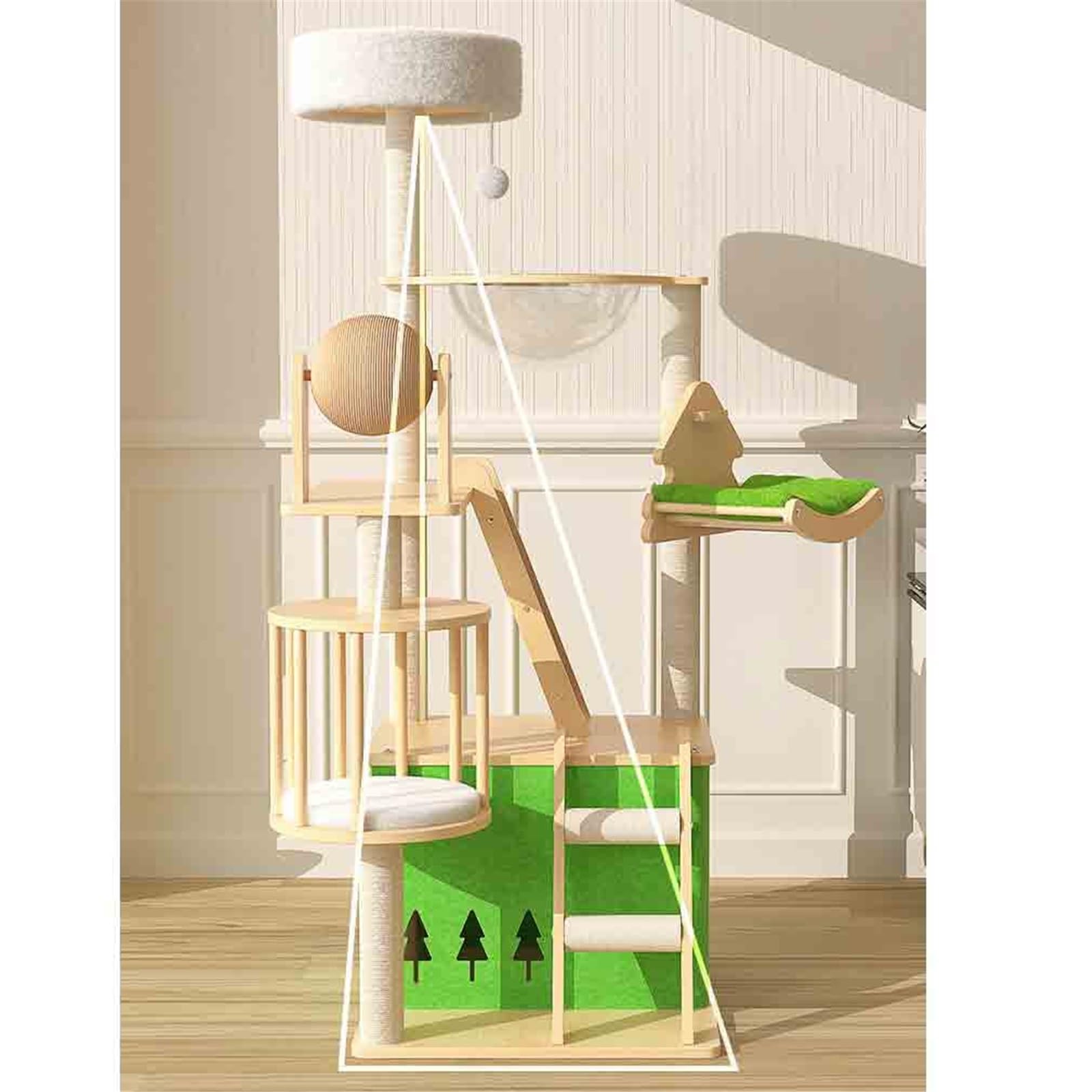 Torre de Gato Rascador for Gatos de 143 cm, Torre Mediana, Soporte for Escalar, casa Juegos