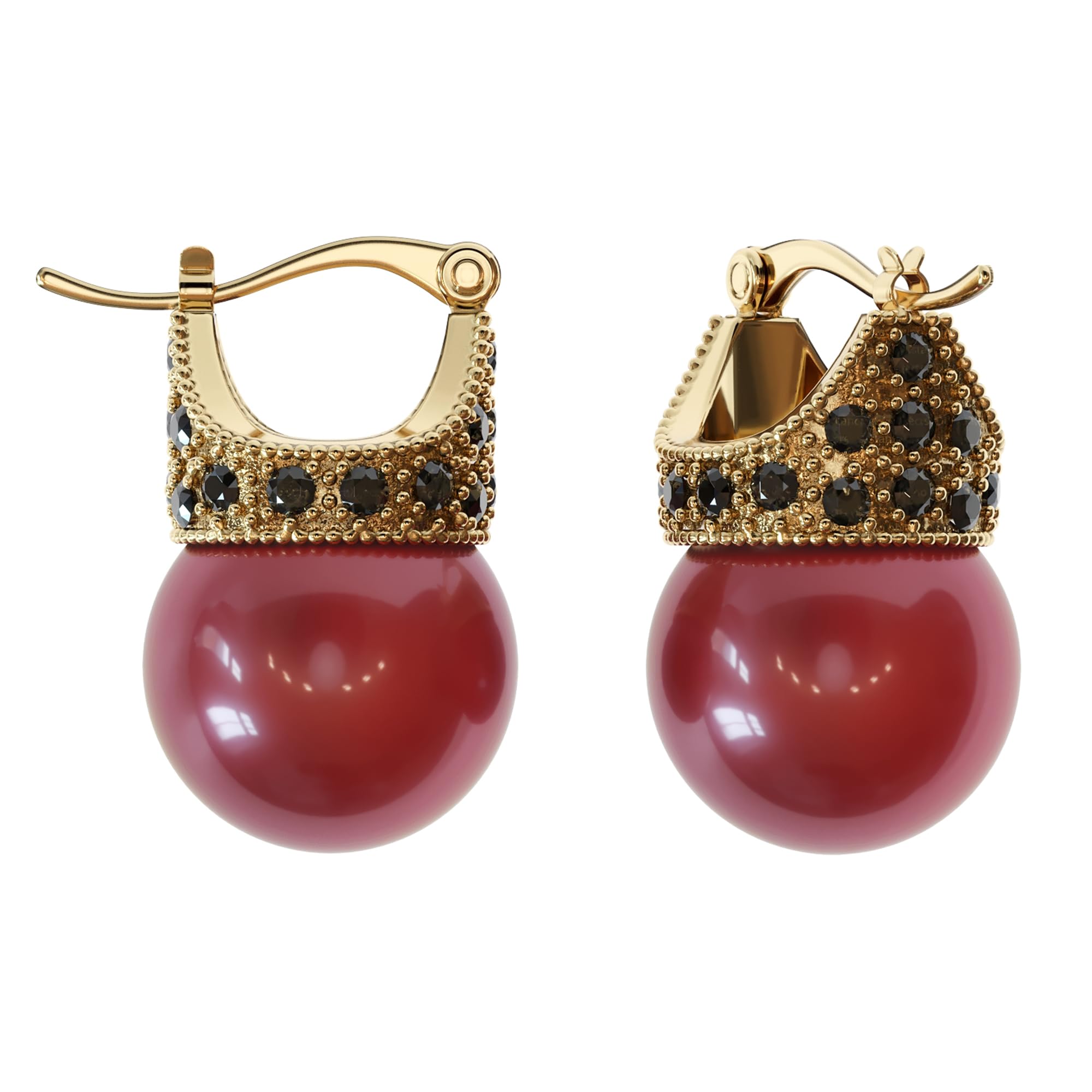 Lova Jewelry Glass Pearl Earrings Crystal Accent Crown Shape for Wedding, Bridal, Formal & Fashion