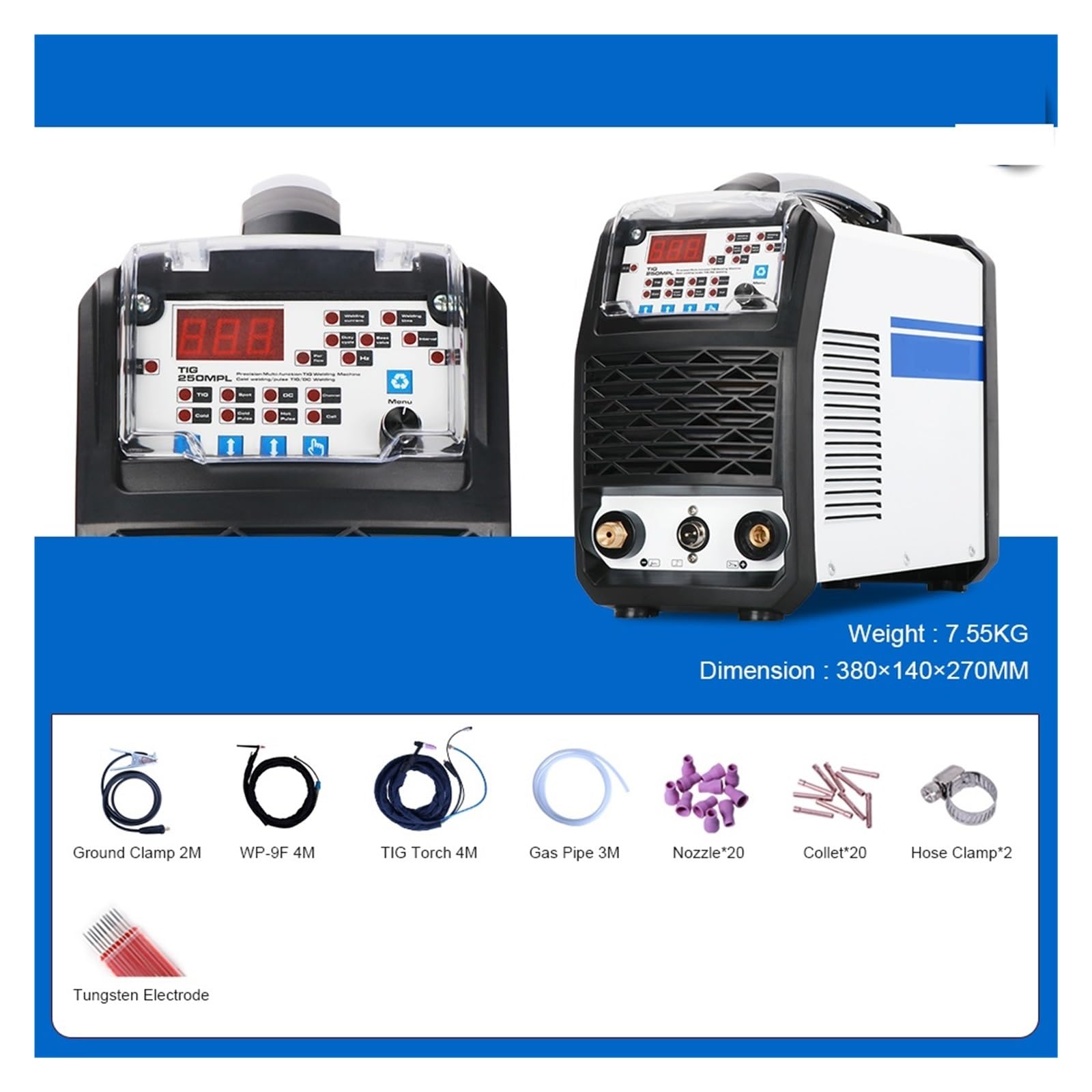 Kit de soldador, Máquina de soldadura TIG multifuncional de tubo, máquina de soldadura en frío de pulso caliente/frío/TIG, máquina de soldadura para metal, electricidad, bricolaje (Color : PACKAGE 0