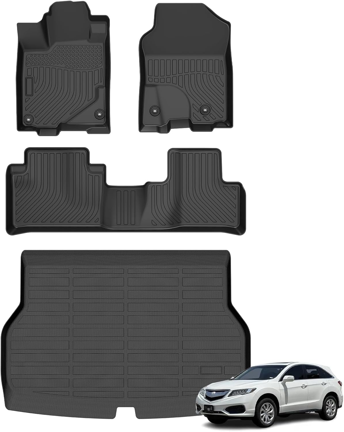 Floor Mats & Cargo Liner for Acura RDX 2016-2018, All Weather Automotive TPE Floor Liners Set Waterproof Accessories Black