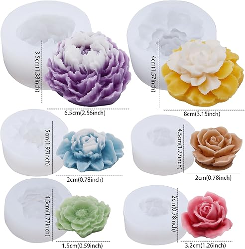 Miniatura 3 de EuTengHao Juego de moldes de silicona de peonía, molde de fundición de silicona de flores, molde de resina de rosa, fácil liberación, reutilizable