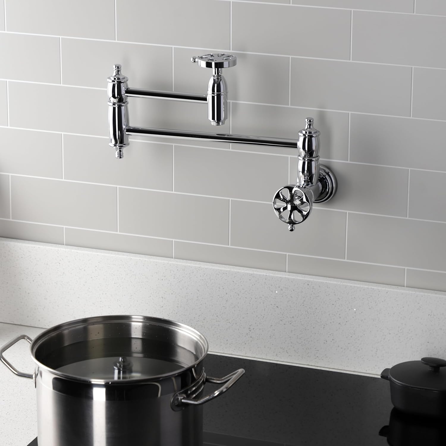 Kingston Brass KS3101RX Belknap Wall Mount Pot Filler, Polished Chrome