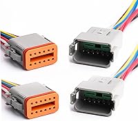 Vista 11 de Paquete de 2 Conectores Deutsch DT de 8 Pines, Conector Eléctrico Impermeable Macho y Hembra Enchufe Arnés de Cableado con 16AWG 8 Cables para Coche