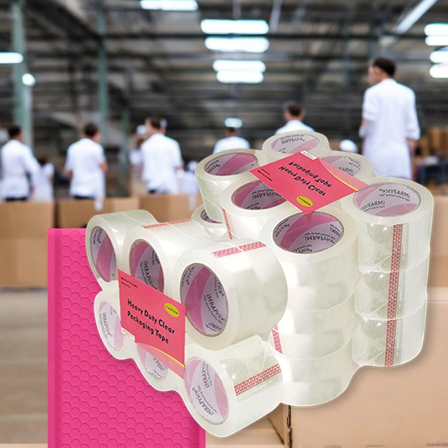 iMBAPrice 3-Inch Clear Packaging Tape, 24 Rolls x 110 Yards (330 ft) Heavy Duty Shiping Tape, Strong Adhesive 3" Wide Packing Tape for Moving, Mailing, Office & Box Sealing
