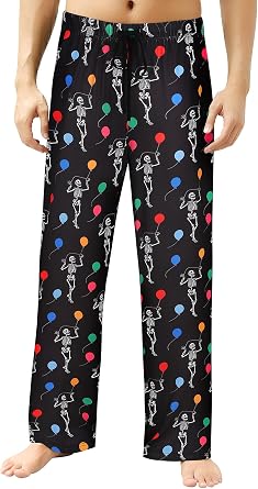 Mens Pajamas Pants Halloween Sleepwear Lounge Bottoms Soft Drawstring Elastic Waist Print Pj Night Pjs