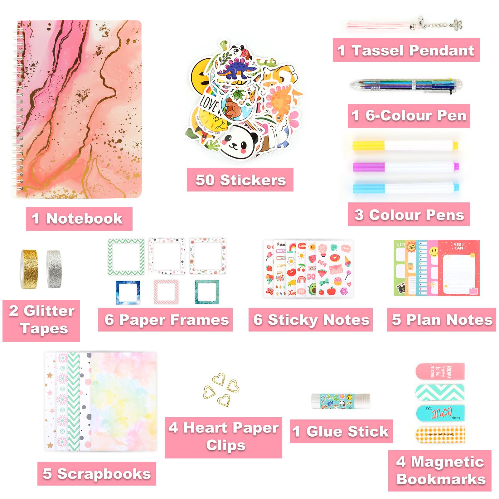 Kit Scrapbooking LENA Pour Enfants 8-16 Ans - Album 100 Pages Avec Autocollants Et Idées Déco