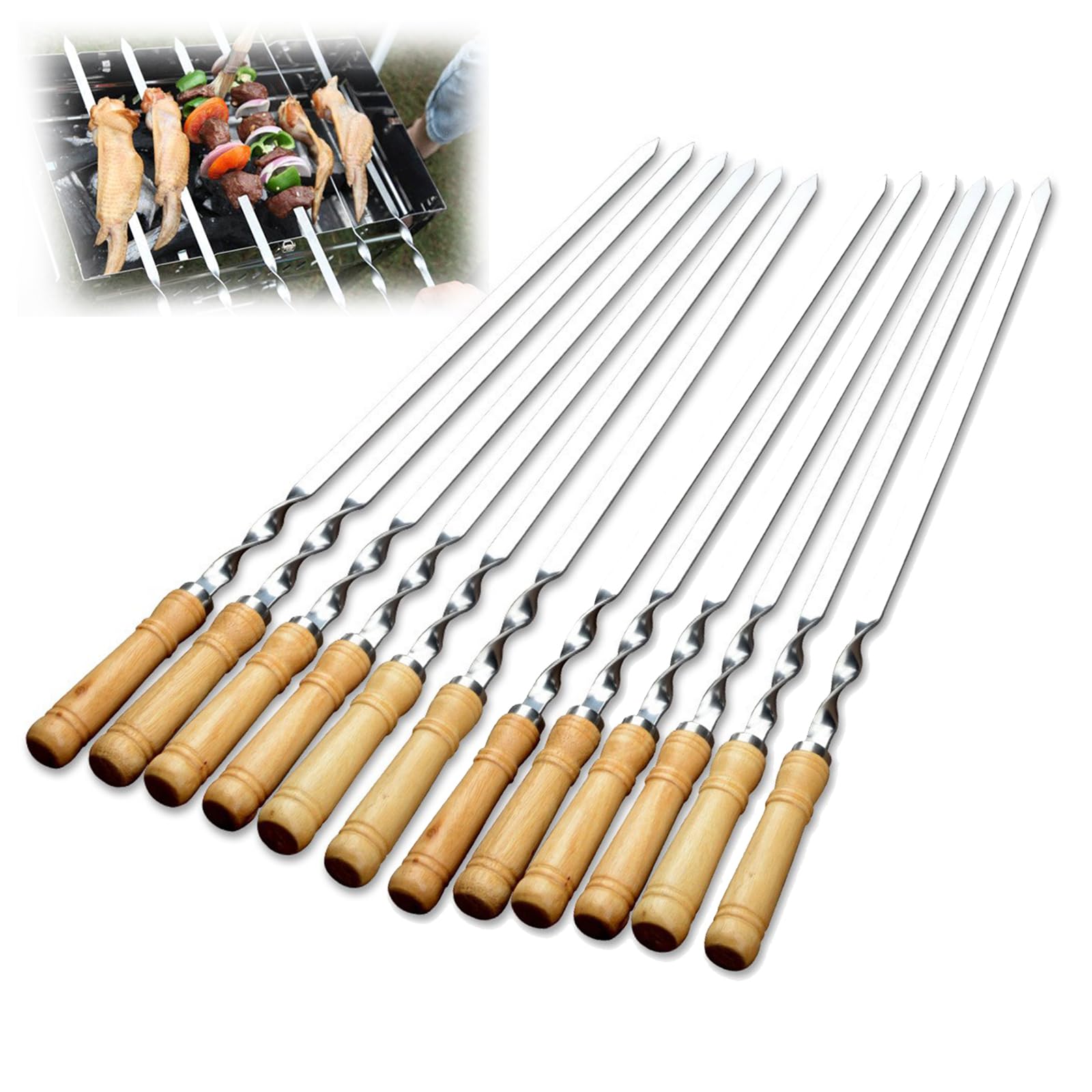Pinchos de acero inoxidable planos que eliminan las quemaduras en la parrilla