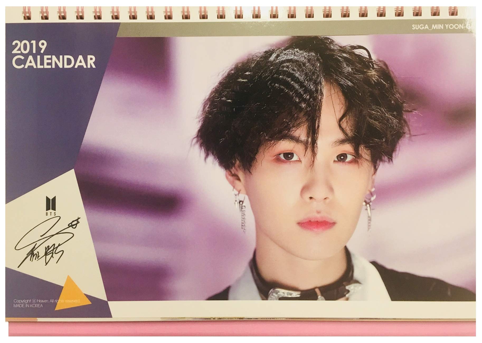 BTS Kpop Bangtan Boys Group Individual Member 2019-2020 New Calendar + Sticker + BTS Answer Concept 7 Photocards Set (SUGA)