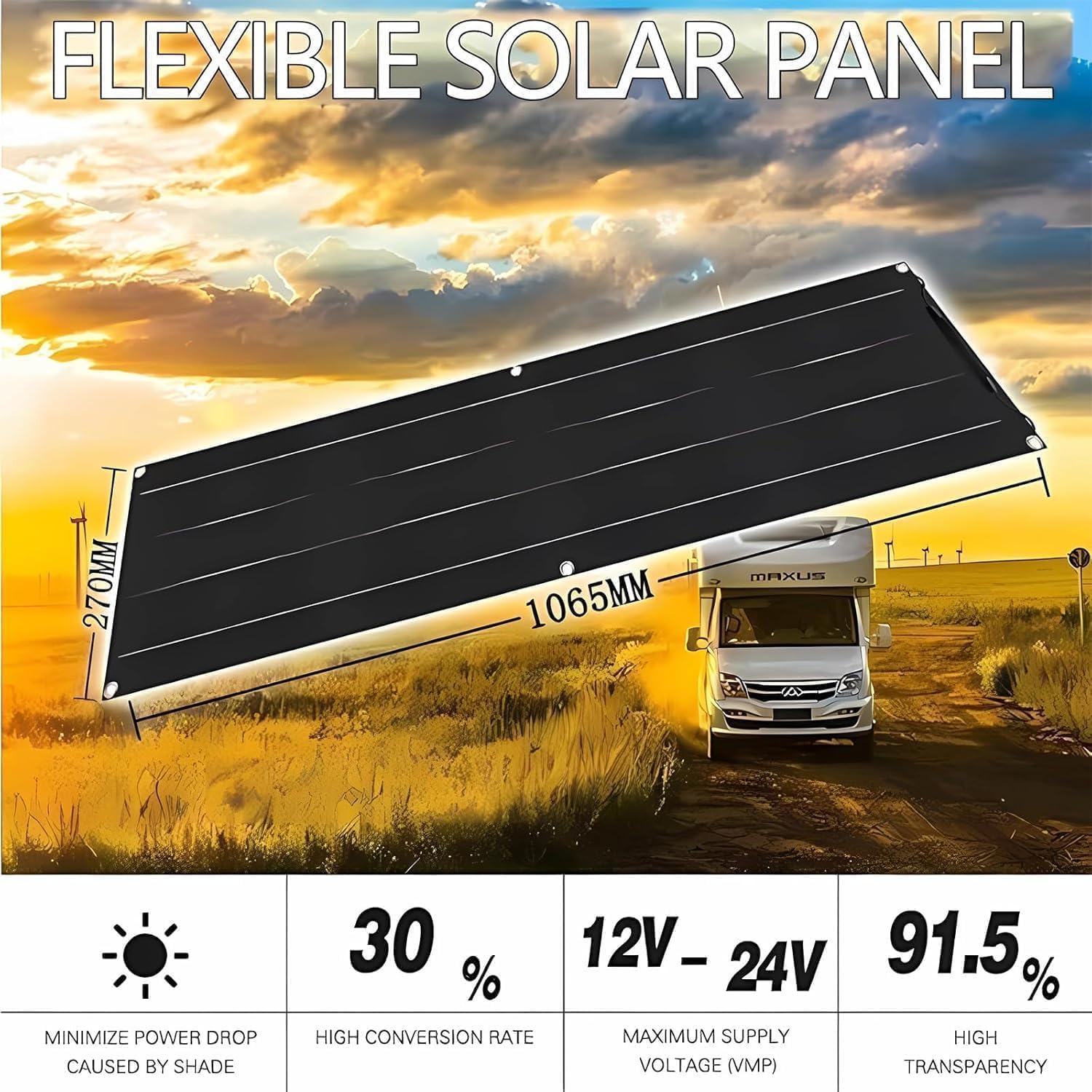 Pannello solare ultra sottile da 300 watt, 2 x 150 W, 12 V-24 V, in PET Kit di pannelli solari flessibili con controller 40 A, pannelli solari monocristallini flessibili, adatto alla famiglia
