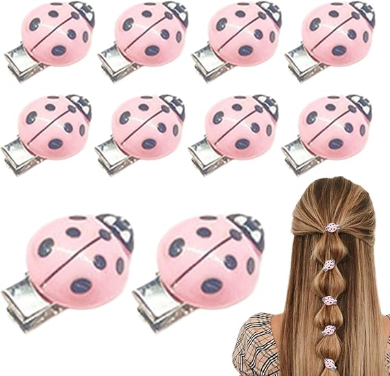 Lady Bug Hair Clips 10PCS Cute Funny Ladybug Hair Clips for Girls Women 0.9x0.6 inch