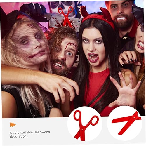 Miniatura 4 de EXCEART Gran Apertura Cinta y Tijeras 2pcs Tijeras Tijeras Payaso Disfraces Lápiz Rojo Tijeras de Plástico Gigante Tijeras Falsas Falso Halloween