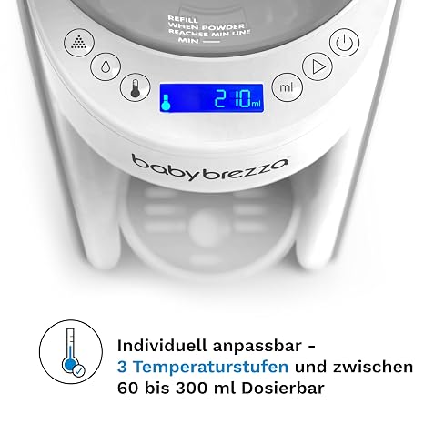 Baby Brezza Formula Pro Advanced - Automatic Bottle Maker - Mixes Milk Powder & Water Perfectly at the Touch of a Button - 3 Temperatures - For All Bottles & Powders - BPA Free - White