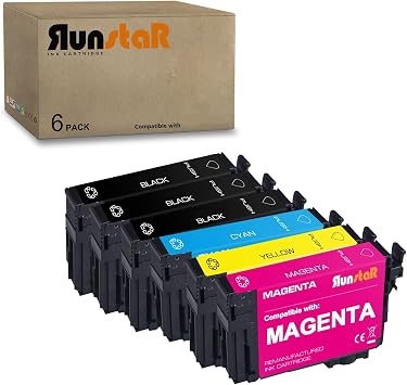 Run Star Remanufactured for 124 Ink Cartridge Replacement for Epson 124 T124 Work for NX125 Stylus NX127 NX130 Stylus NX230 NX330 Stylus NX420 NX430 Workforce 320 323 325 435 Printer3BK/C/M/Y,6 Pack