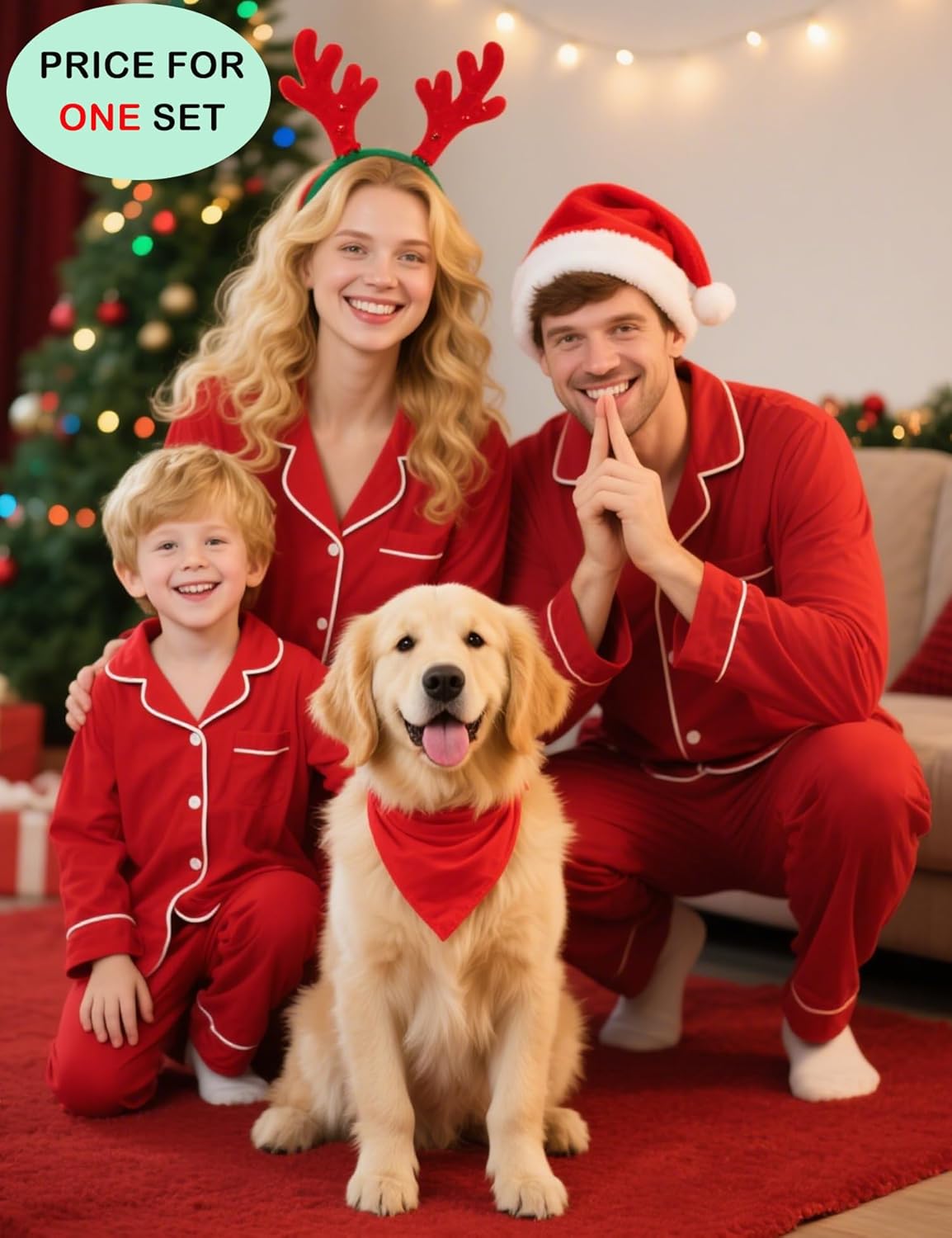 SWOMOG Family Christmas Pajamas Set Women & Men Long Sleeve Pj Set Party Sleepwear Button-Down Loungewear Set - Image 2