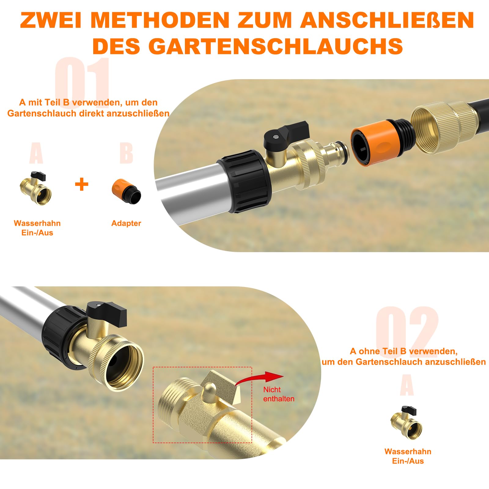 SISUPASSIE 3,6m Teleskop Waschbürste, Autowaschbürste mit Stiel, 30cm Weichen Borsten, Autowaschbürste mit Wasseranschluss für Caravan, Auto, LKW, Bus, Van, Wohnmobil