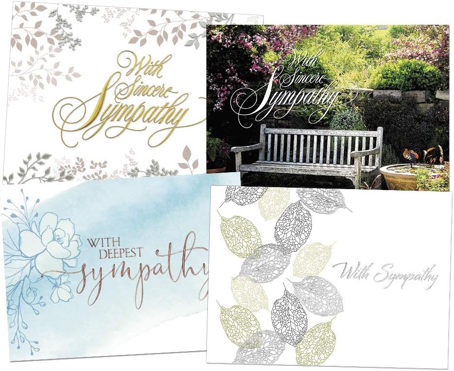 50 Sympathy Cards - 4 Unique Designs - 52 White Envelopes - FSC Mix
