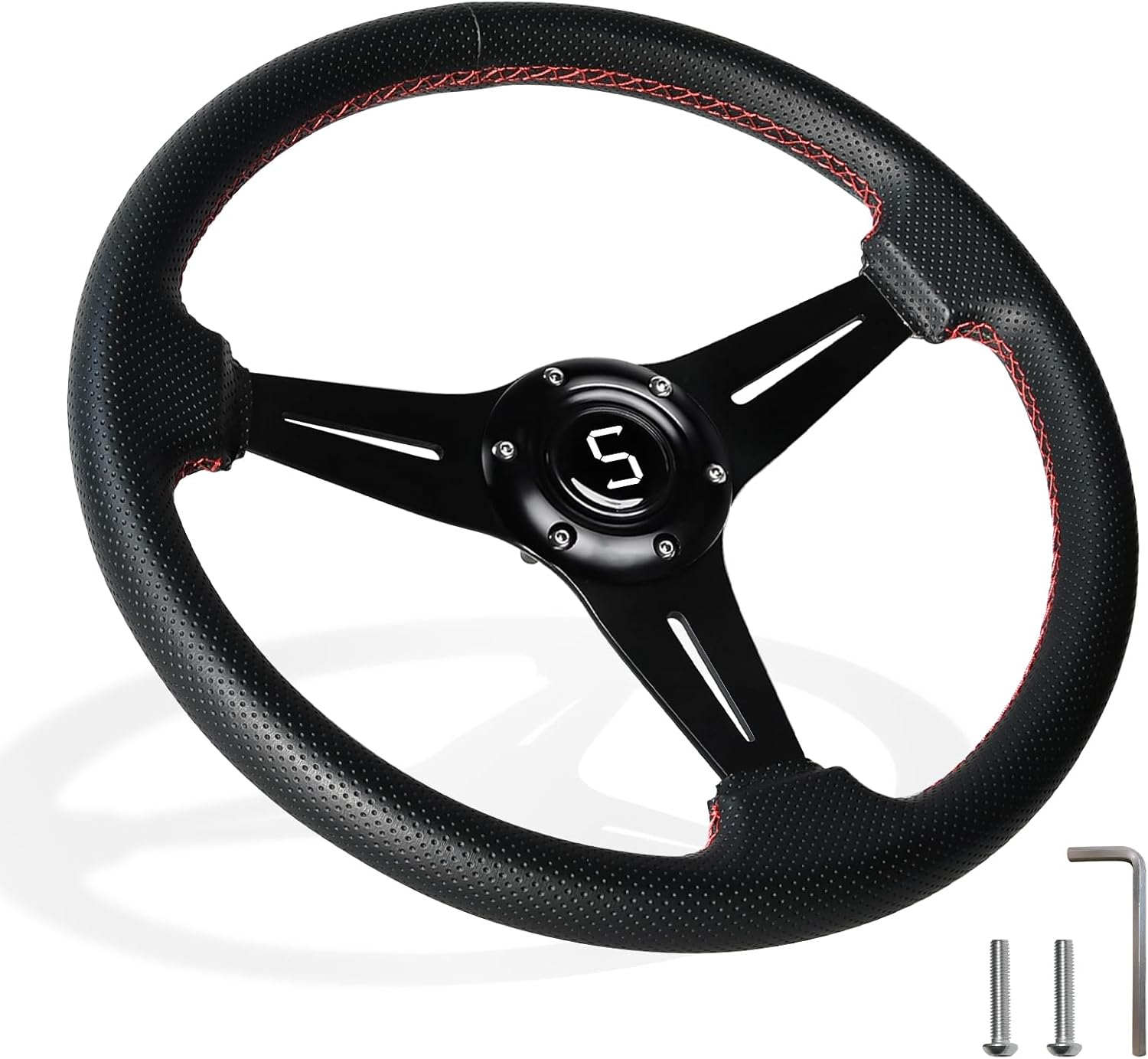 Steering Wheel Fit Club Car EZGO Yamaha, 13.7"/350mm Universal Golf Cart Steering Wheel for Club Car Ds and Precedent EZGO RXV & TXT Yamaha Most Golf Cart, Black (Style1)
