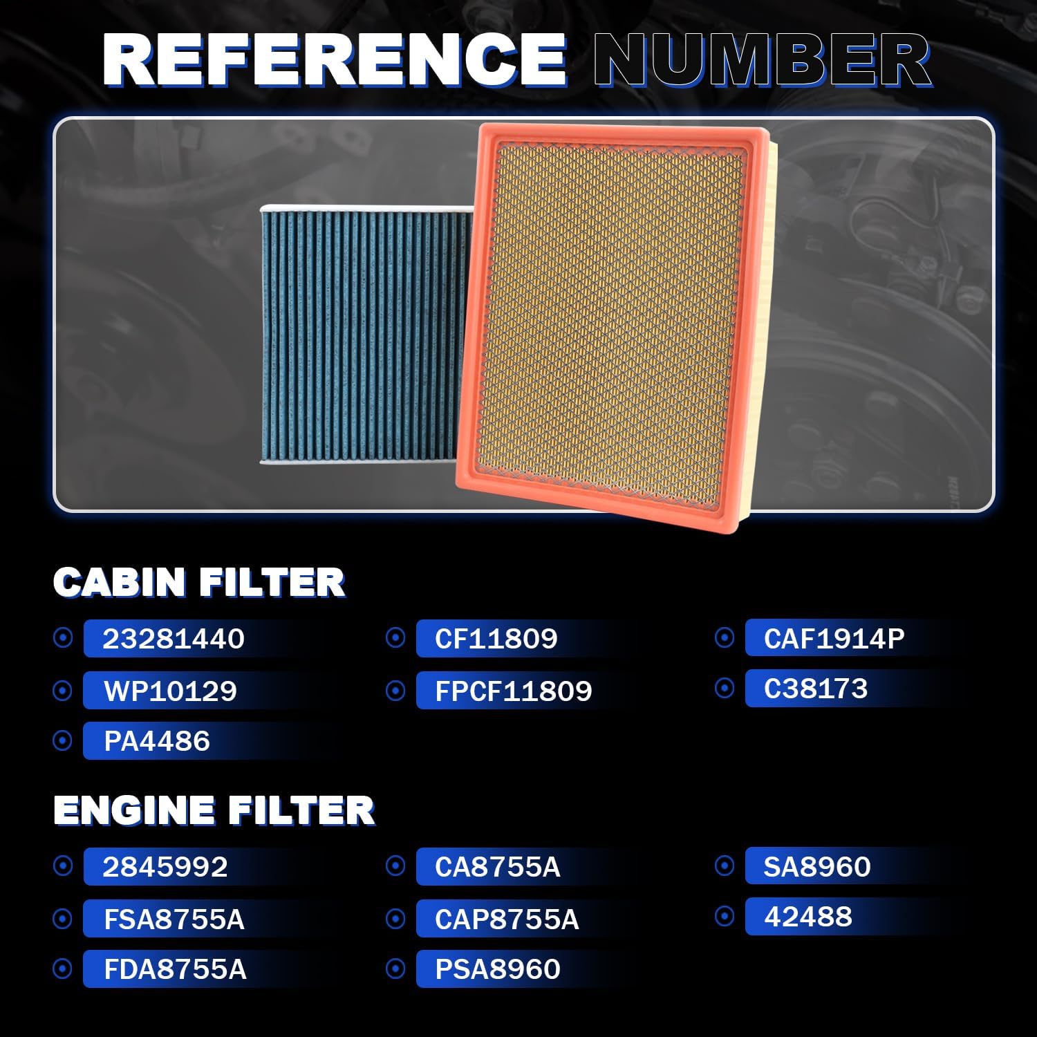 Silverado/Sierra Upgrade Engine Air Filter & Cabin Filter for 2014-2018 Silverado 1500 Sierra 1500,2015-2019 Silverado 2500 HD Sierra 2500HD 6.0L ONLY,2015-20 Suburban Tahoe Yukon,NOT FOR DIESEL 6.6L