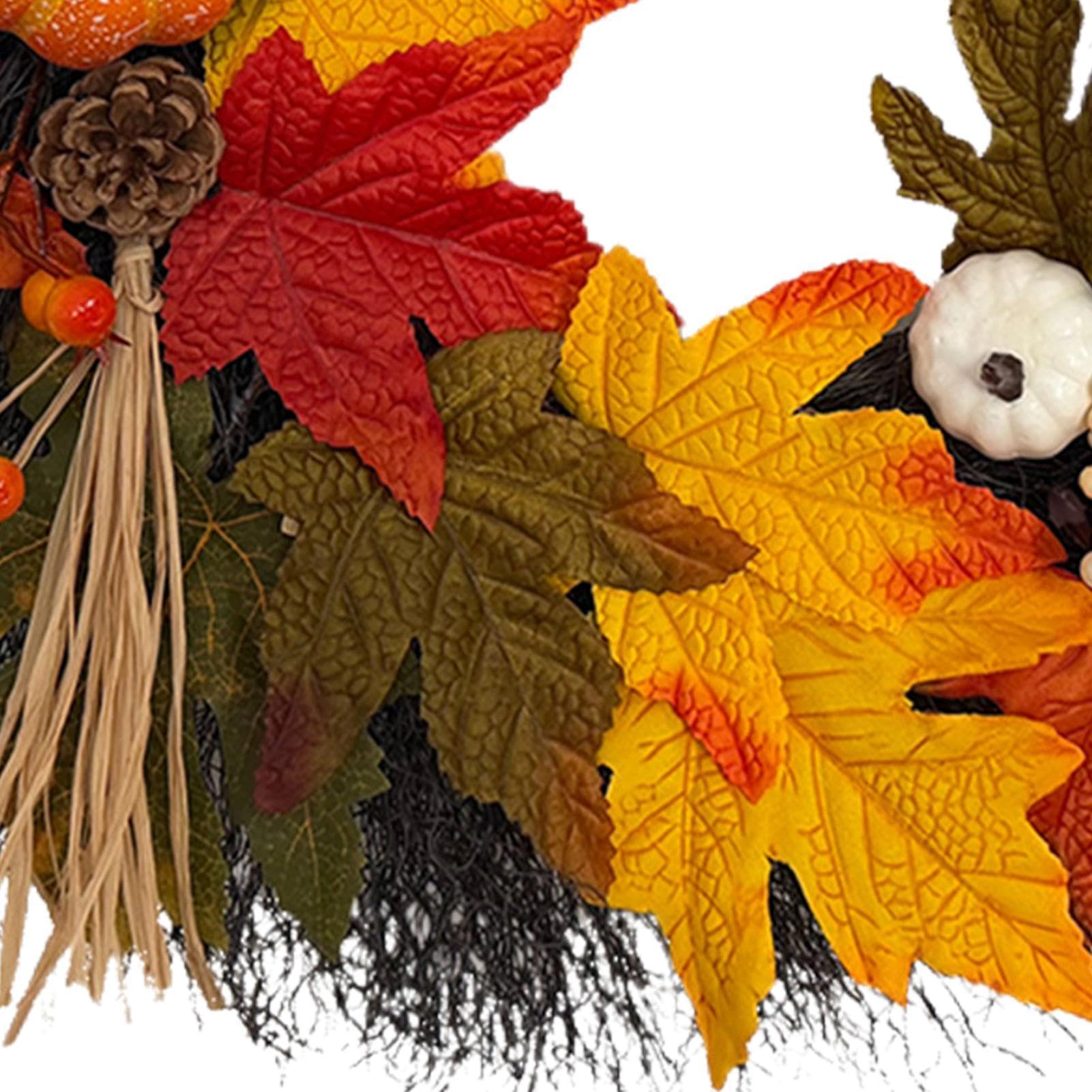 Autumn Wreath – PP 55 x 55 x 5 cm 22 Inch Large Fall Front Door Wreath | Pumpkins and Seasonal Foliage, Harvest Thanksgiving Farmhouse Decor | Fall Wreath | for Front Door Porch Entryway Indoor Outd