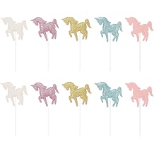 FUOYLOO 10pcs Cake Toppers for Shower Sequin Cupcake Decorations and Rose Lovely Birthday Party Cake Picks