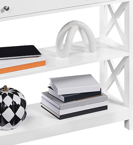 Miniatura 7 de Topeakmart Mesa consola con cajón, mesa de entrada de 39.5 pulgadas con estantes de almacenamiento, mesa de sofá larga estrecha con salidas y