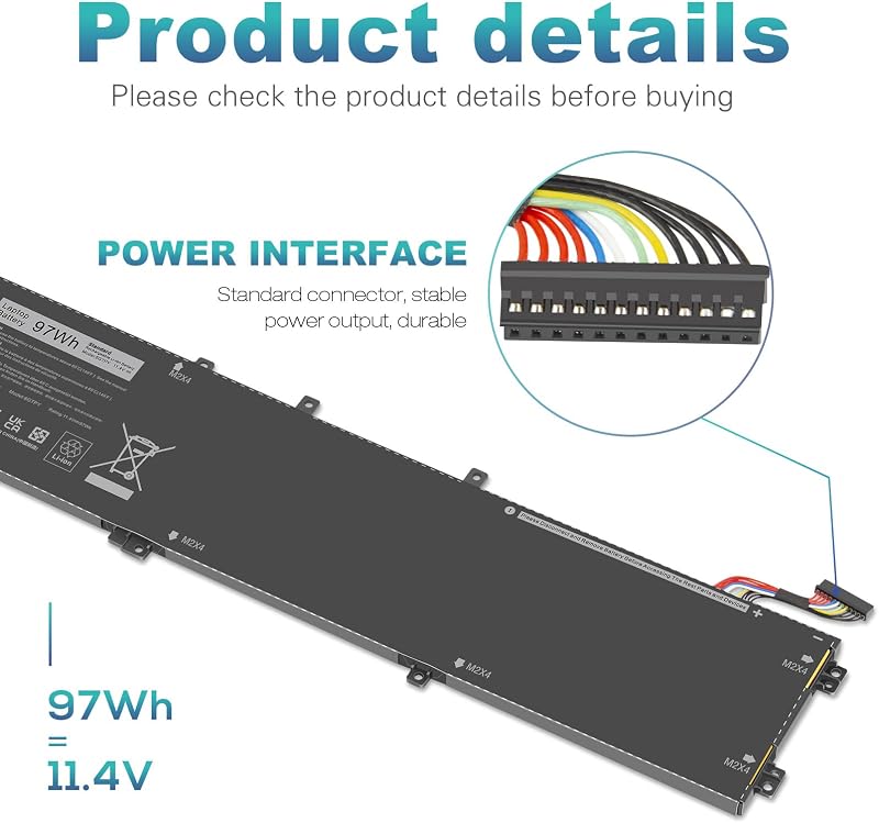 ASUNCELL 11.4V/97Wh Laptop Akkumulátor Dell XPS 15 9550 9560 9570 és Precision 5510 5520 5530 Modellekhez - 6GTPY Kompatibilis Csereakku