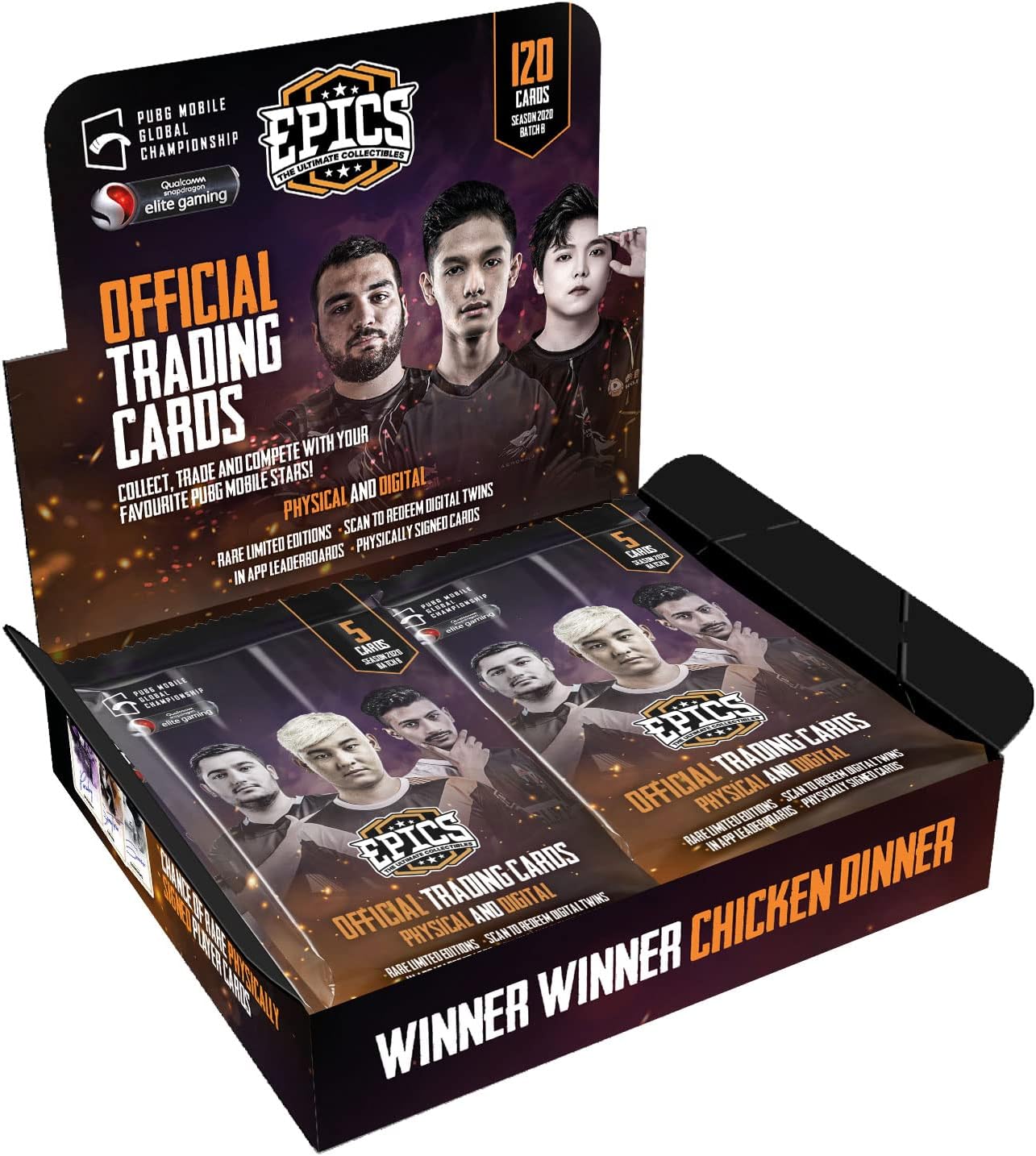 Epics PUBG Mobile NFT Hybrid Trading Cards - Box of 120 Trading Cards, Black