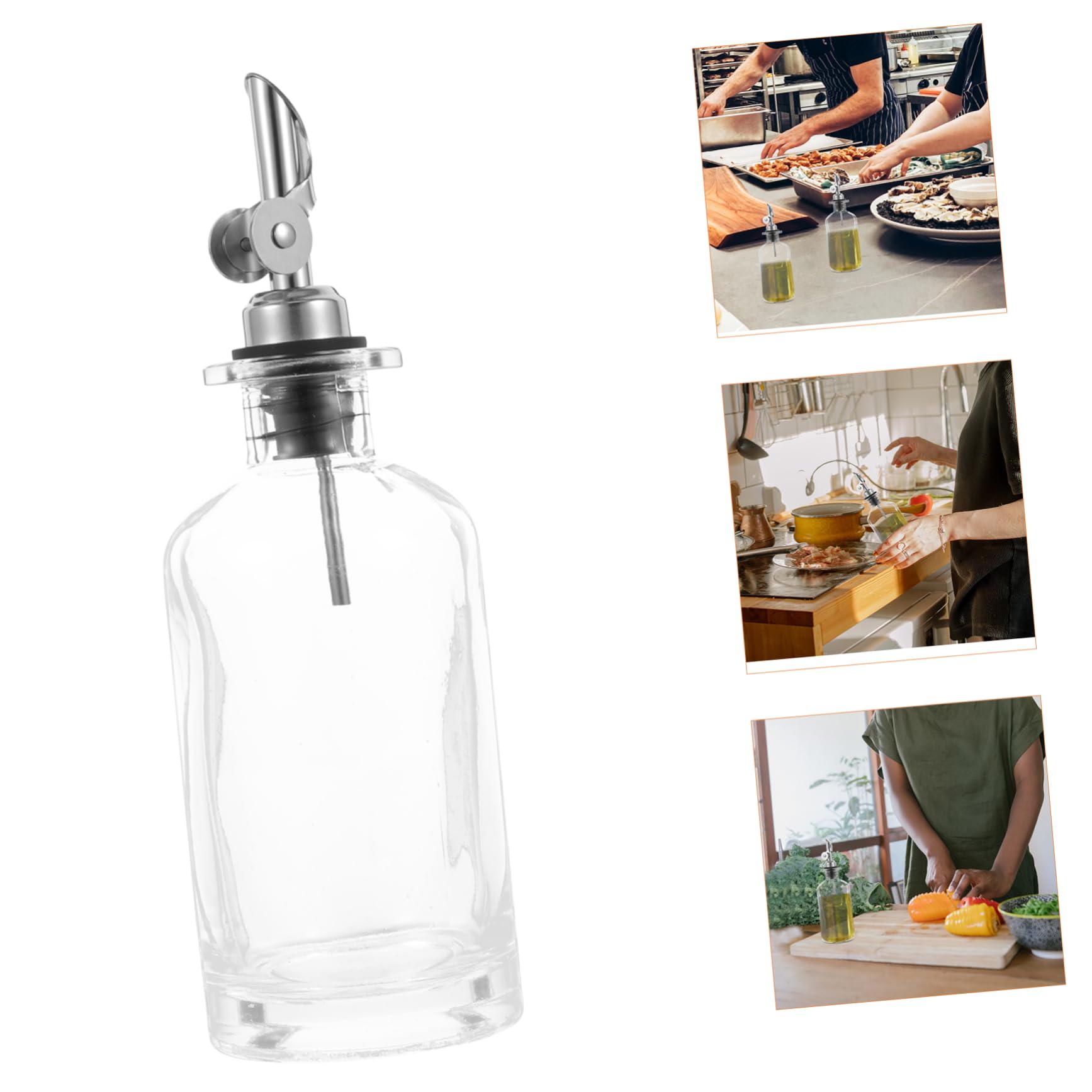 2piezas Botellas De y Vinagre De Vidrio Transparente De Dispensadores Automáticos Para Salsa De Soja y De Antigoteo Capacidad