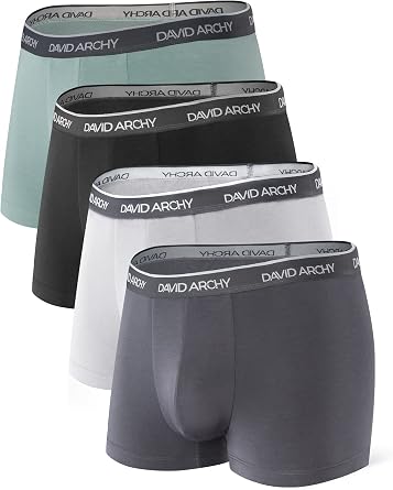 DAVID ARCHY Men's Bamboo Rayon Trunks Underwear Contoured Pouch No Fly | Breathable Moisture-Wicking Cool, Ultra-Soft Stretch Slim Fit, Short-Leg Inseam Design for a Clean Look Everyday Comfort