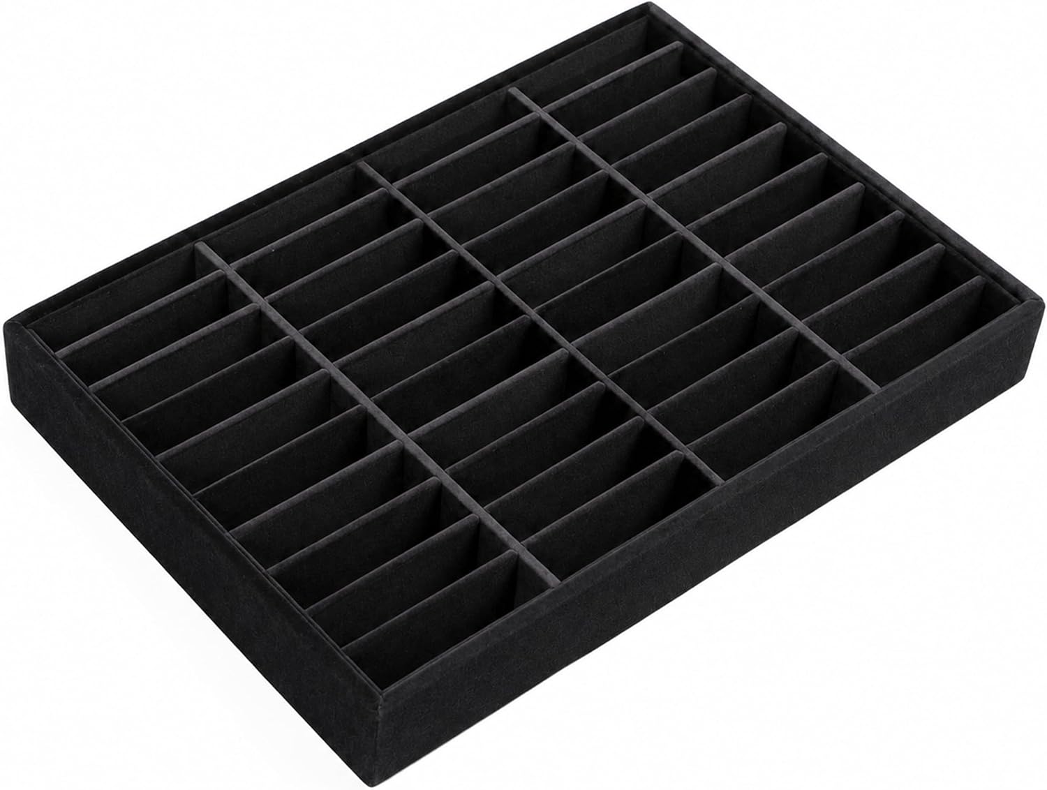 Velvet Jewelry Tray for Bracelets, Large Grids Tray with 40 Compartments