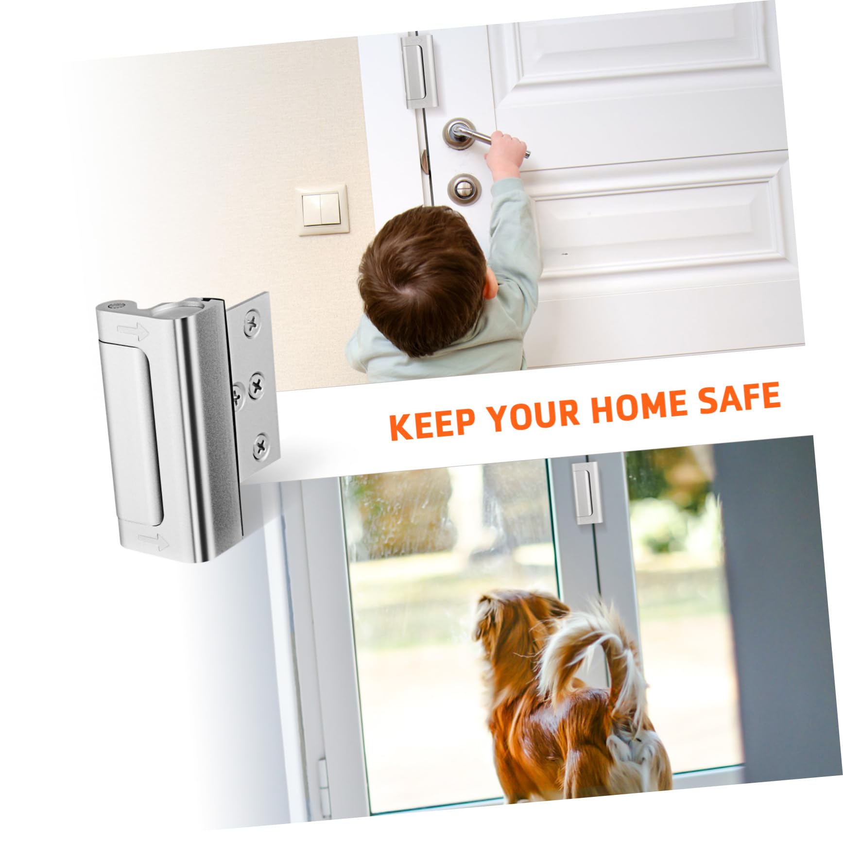 NUOBESTY 4 Set Serratura Sicurezza Per Porte Chiusura E Resistente Facile Installazione E Uso Accessorio Sicurezza E Appartamento 2 Pezzi*4