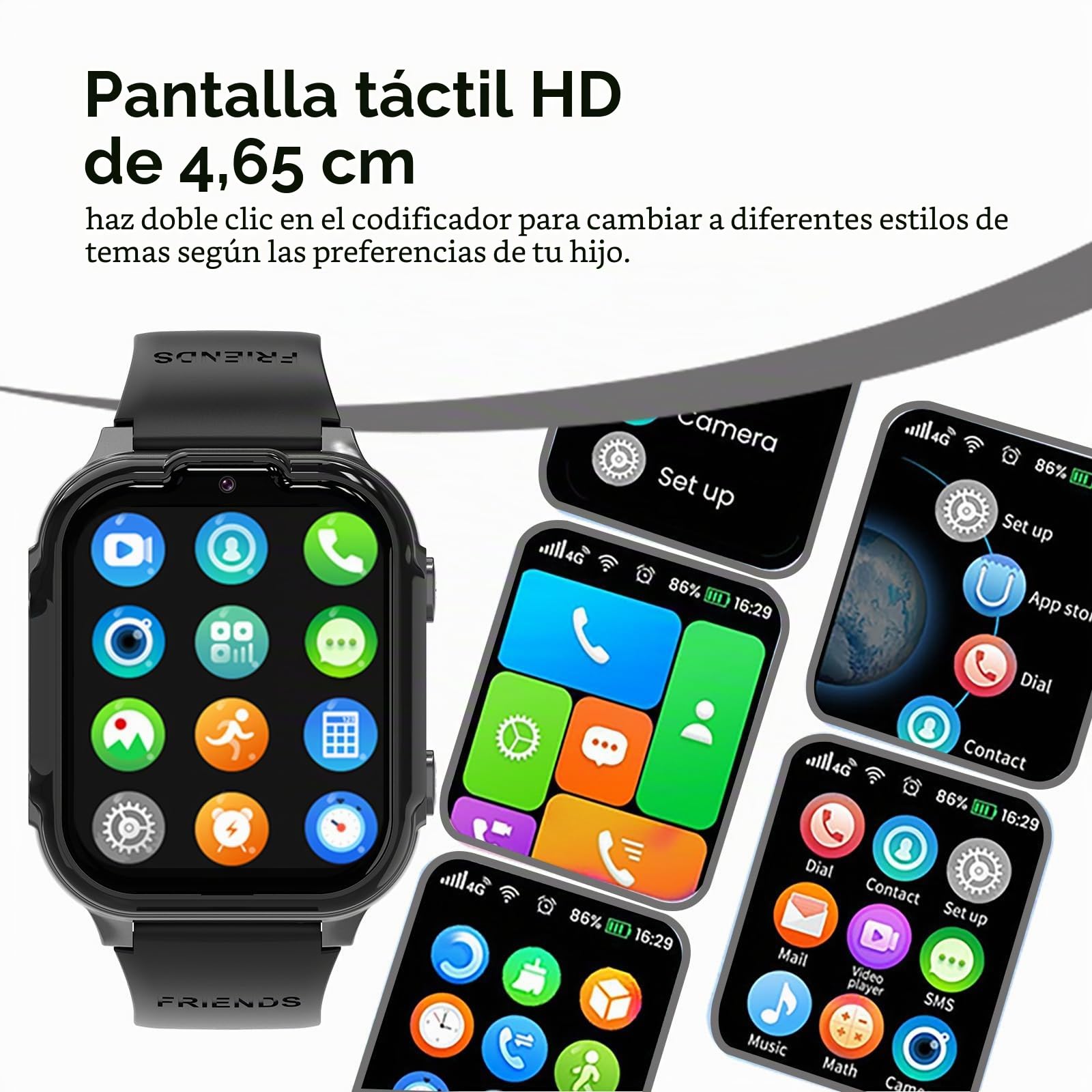 Reloj Inteligente Niño 4G con GPS y Videollamada, Smartwatch Infantil con Llamadas y SOS, WiFi, Chat de Voz y Cámara, Reloj Niños y Niñas 4-12 Años, Regalo de Cumpleaños y Comunión (Negro)