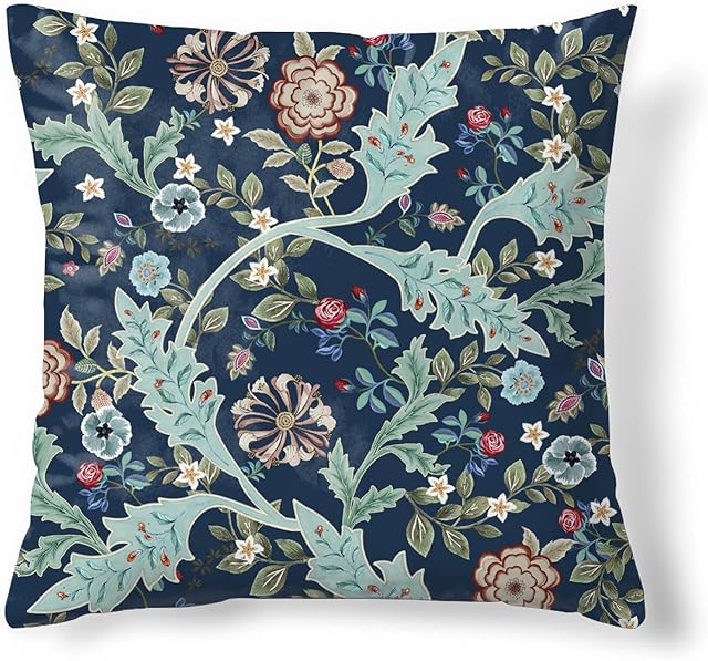 Obal William Morris Blue Cushion Covers Original Design Velvet Pillow Case Square Decorative Throw Pillow Cover 45cm x 45cm for Sofa Bed Couch Living Room Bedroom (18x18 Inch) Wilhelmina