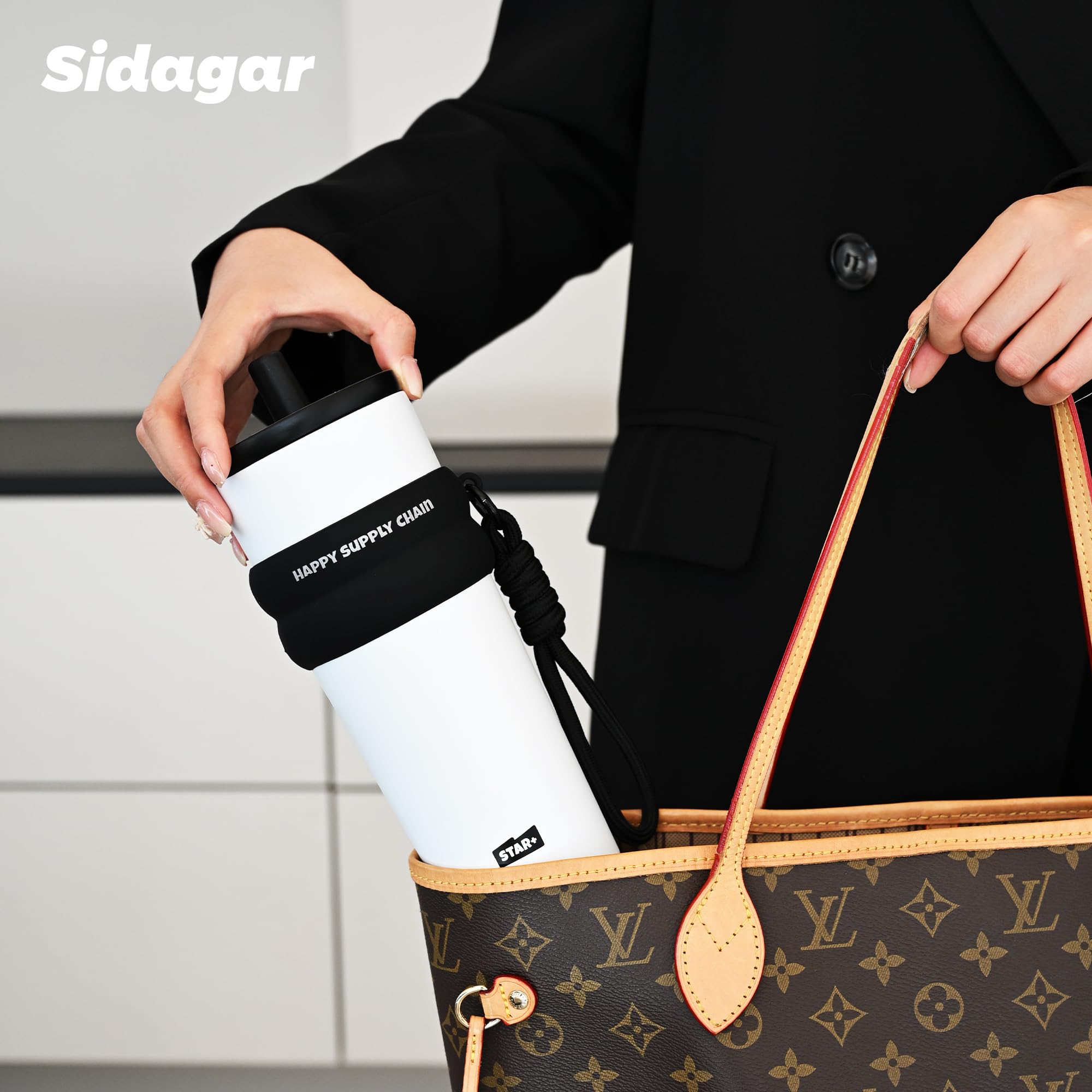 Sidagar 24 oz Insulated Tumbler witn Lid and Straw, Stainless Steel Reusable Leak Proof Water Bottle - Image 2