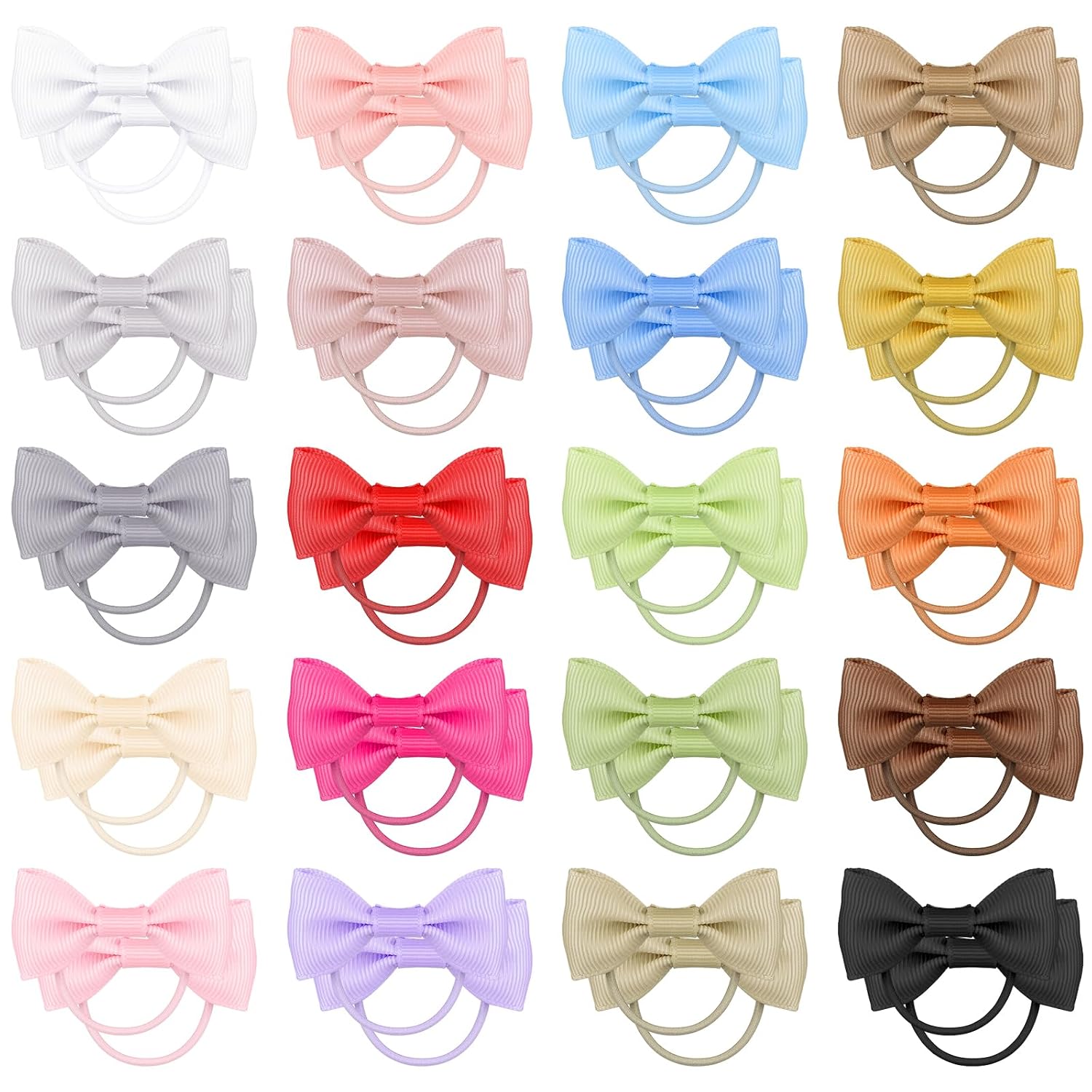 Baby Hair Ties Toddler hair bows 2 Inch Elastic Girls Rubber Hair Bands Small Hair Ties For Ponytail Holders Baby Girls Infants Hair Accessories 40 Pieces (Elegant) image 2