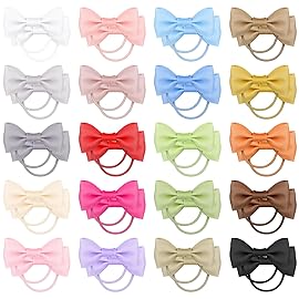Baby Hair Ties Toddler hair bows 2 Inch Elastic Girls Rubber Hair Bands Small Hair Ties For Ponytail Holders Baby Girls Infants Hair Accessories 40 Pieces (Elegant)