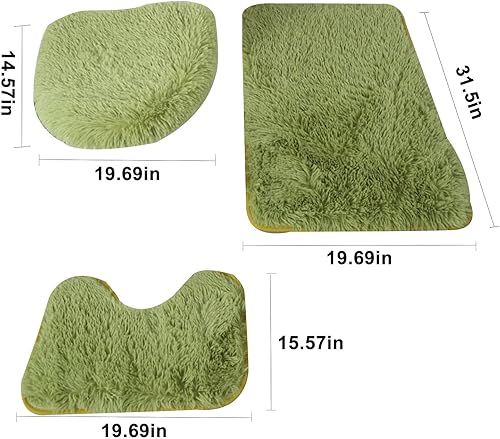 Miniatura 2 de Juego de 3 alfombras de baño con cubierta para tapa de inodoro, alfombras de baño antideslizantes, de microfibra súper suave, lavables a máquina,