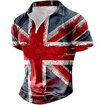 Mens Union Jack T Shirt UK British Flag Polo Shirts 2024 King Charles Coronation Golf Shirts Short Sleeve United Kingdom Men T-Shirts Tops London Embroidery Golf Tennis Cotton T-Shirt Tees