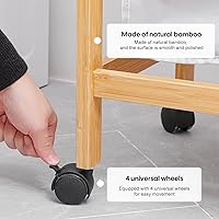 Vista 4 de Homde Laundry Basket,Bamboo Laundry Sorter Cart Rolling with Clothes Hanging Rod, 2 Section Laundry Hamper with Wheels, Removable Sliding Bags