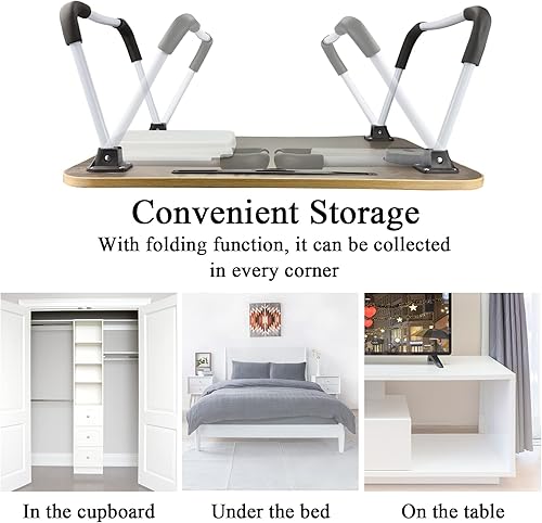 Miniatura 4 de Escritorio de regazo, escritorio portátil para laptop, mesa de cama plegable con soporte para teléfono y portavasos para cama, sofá, trabajo, lectura