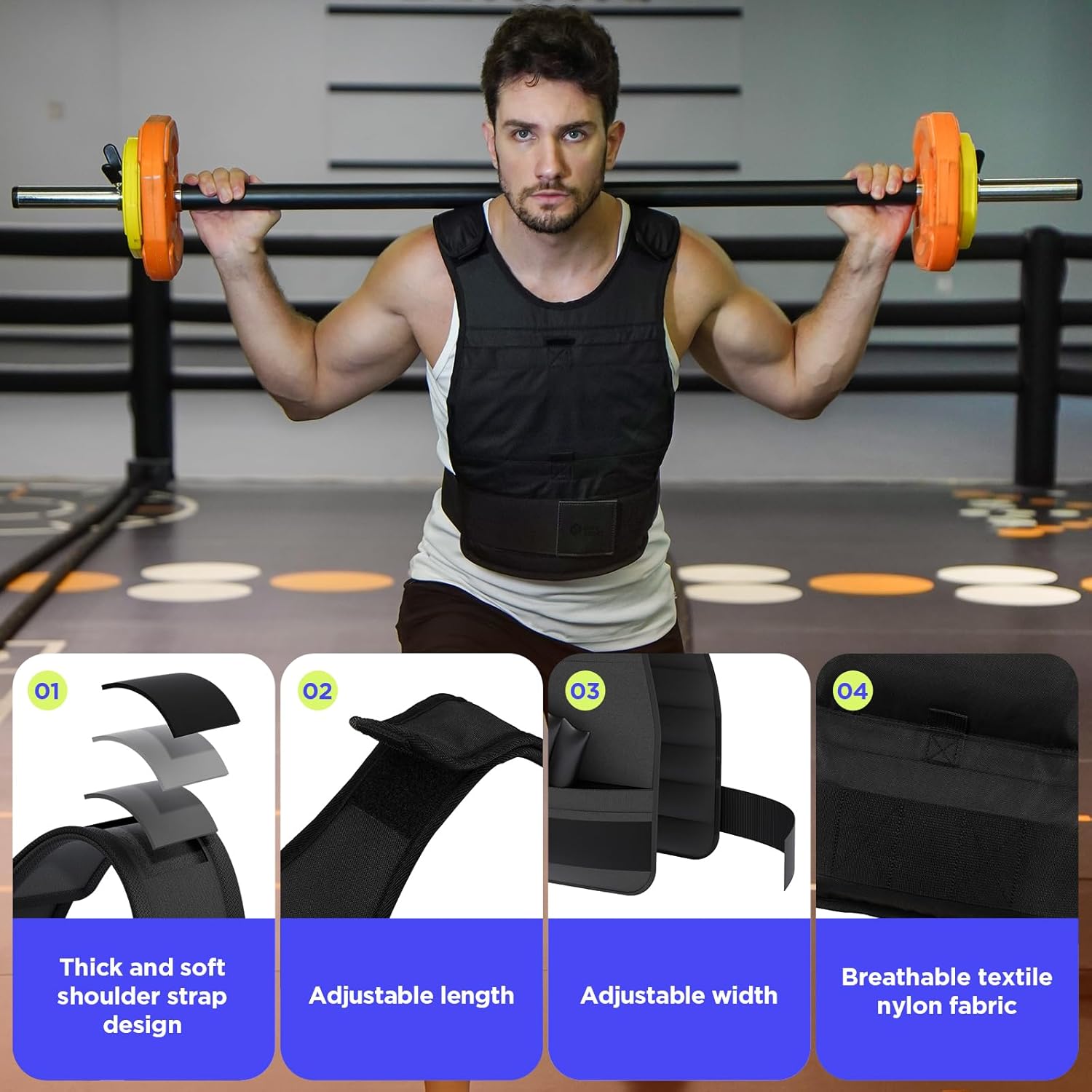 Adjustable Weighted Vest Men 13-22lbs Body Weight Vests Fast Adjust Weight Vest for Women Workouts Equipment for Strength Training Running (Adjustable 13~22LB)