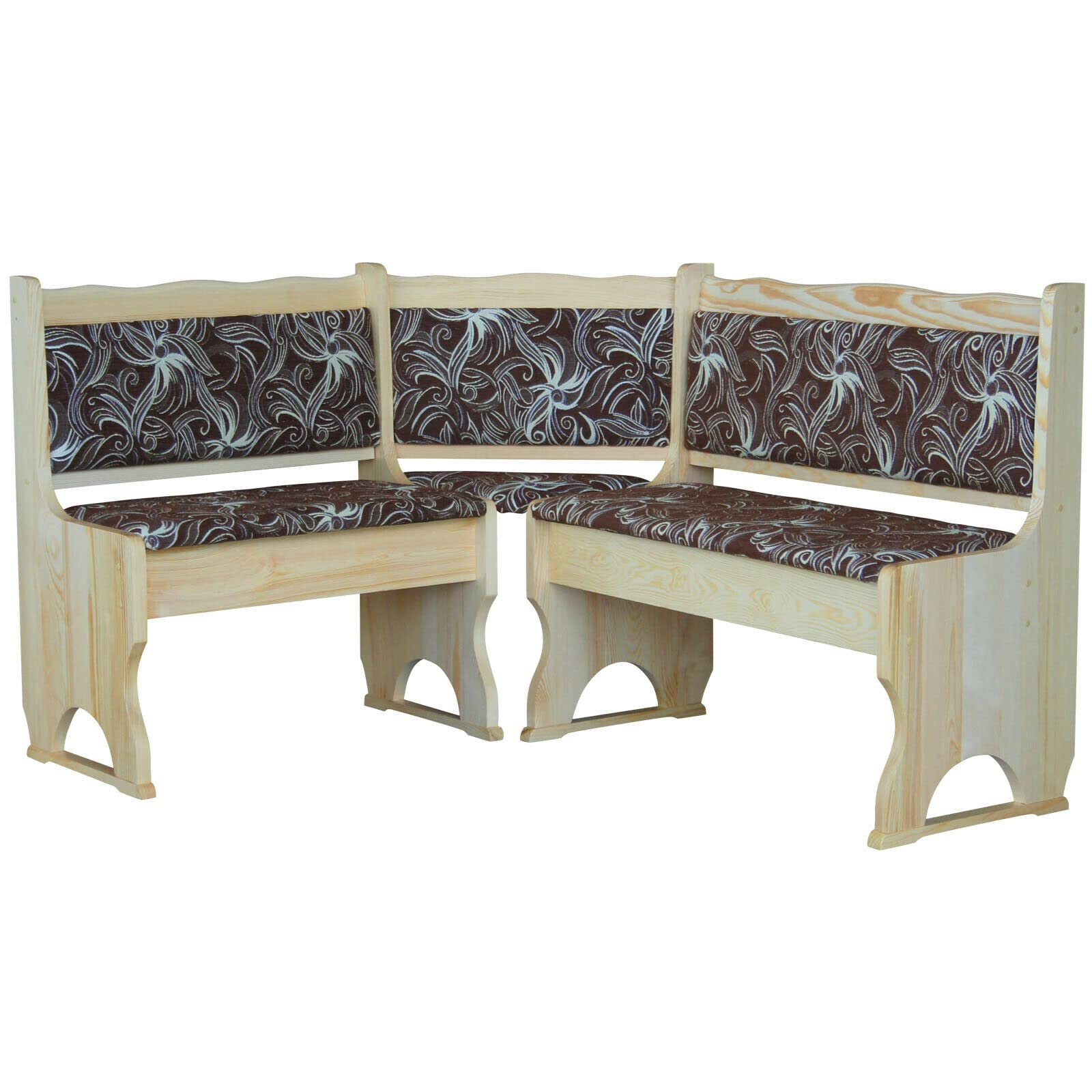k koma Panca angolare in pino laccato con imbottitura, in legno massiccio, motivo floreale, scuro (100 x 140)
