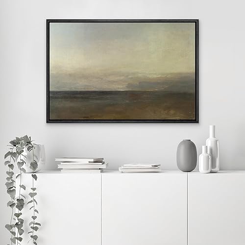 Miniatura 3 de SIGNLEADER Lienzo enmarcado para pared, paisaje pastel abstracto negro, naturaleza, ilustraciones de área silvestre, arte moderno, decorativo para