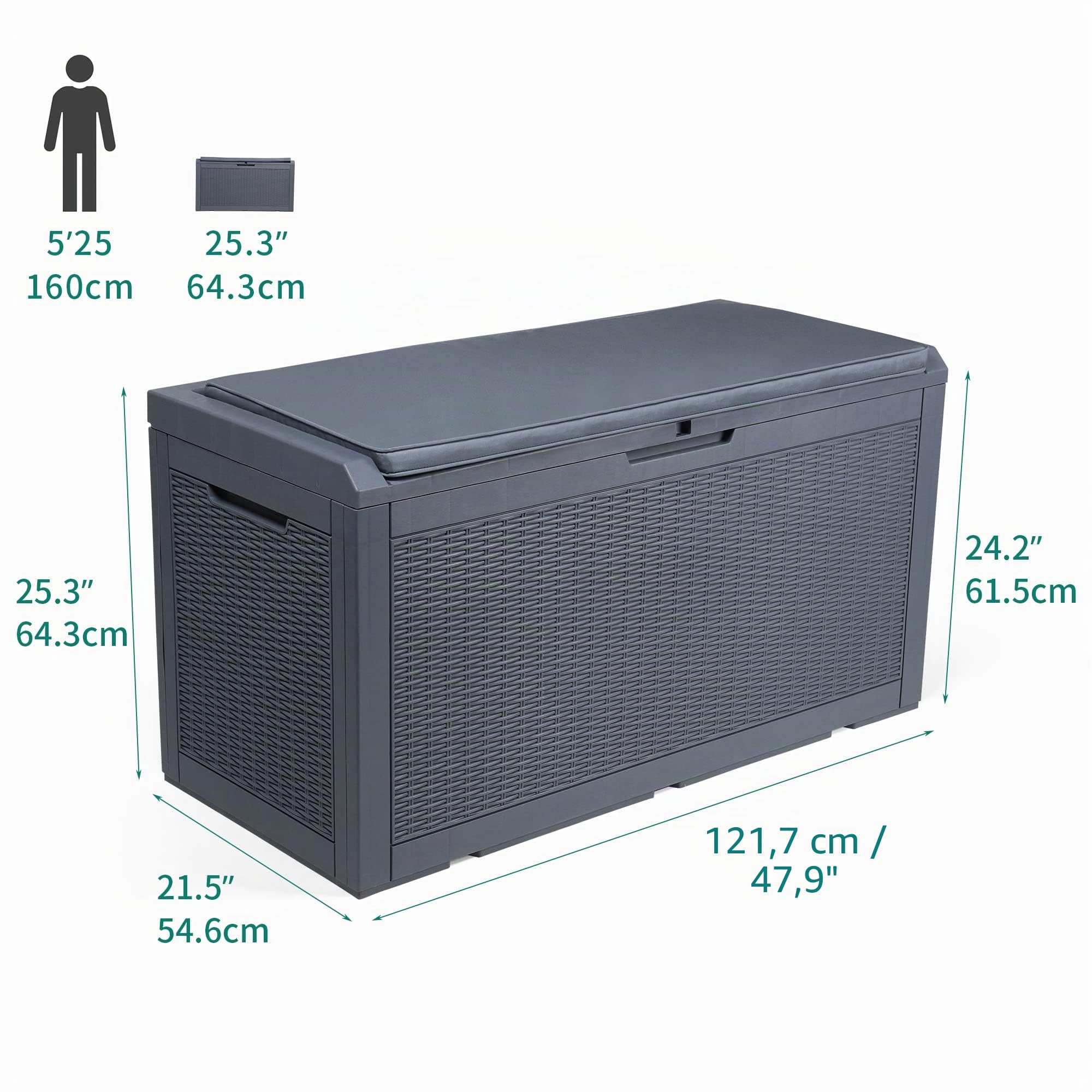 YITAHOME 380L Baule da Giardino in Resina, Baule da Esterno per Mobili da Giardino