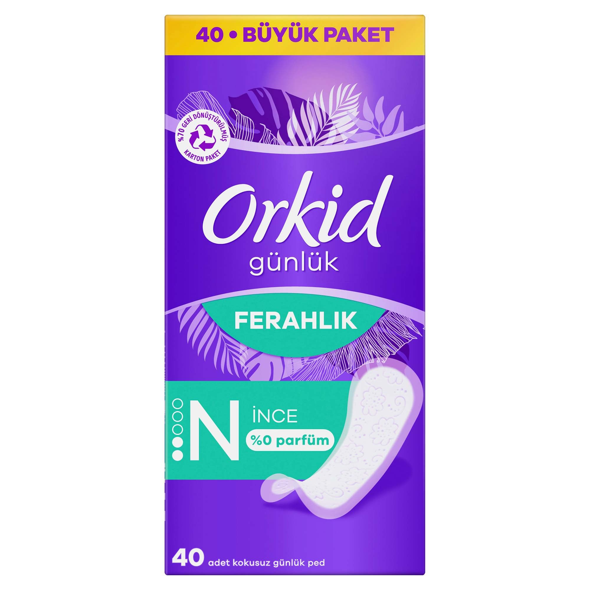 Orkid Yaprak Günlük Ped Normal Büyük Paket 40 Adet Ped